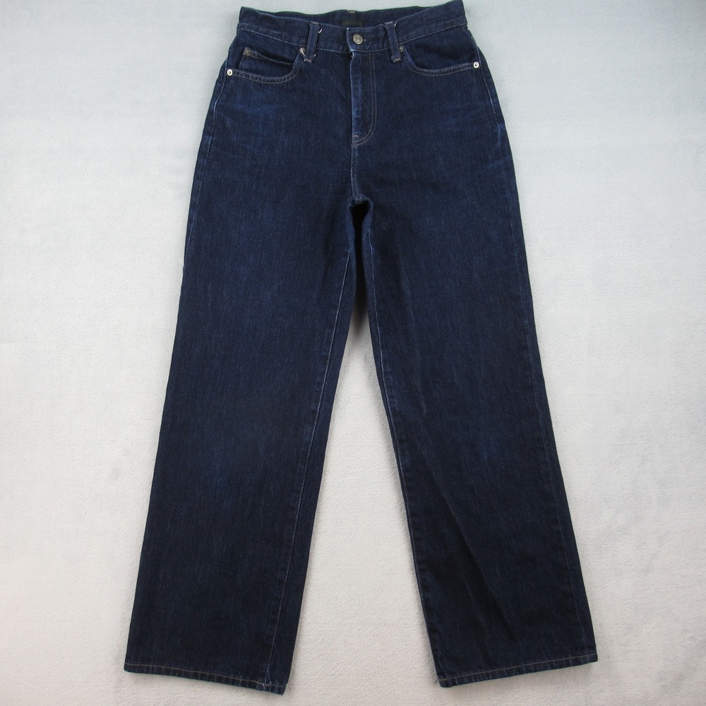 Uniqlo Jeans Womens 26 Dark Wash High Rise Wide Straight Kaihara Denim 474934